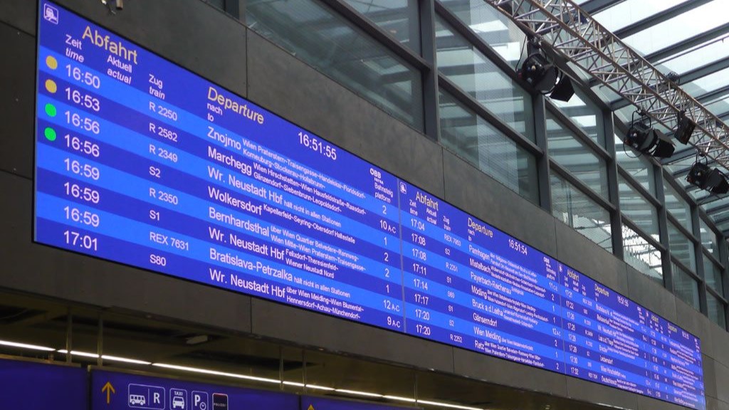 LED Videowände als Anzeigetafel im Hauptbahnhof Wien